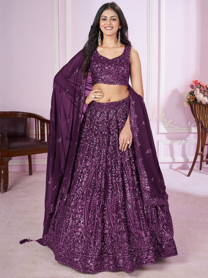 Sequins Georgette Wedding Lehenga Choli With Dupatta
