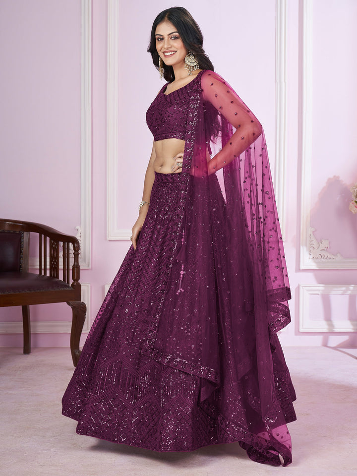 Sequins Net Designer Lehenga Choli With Dupatta