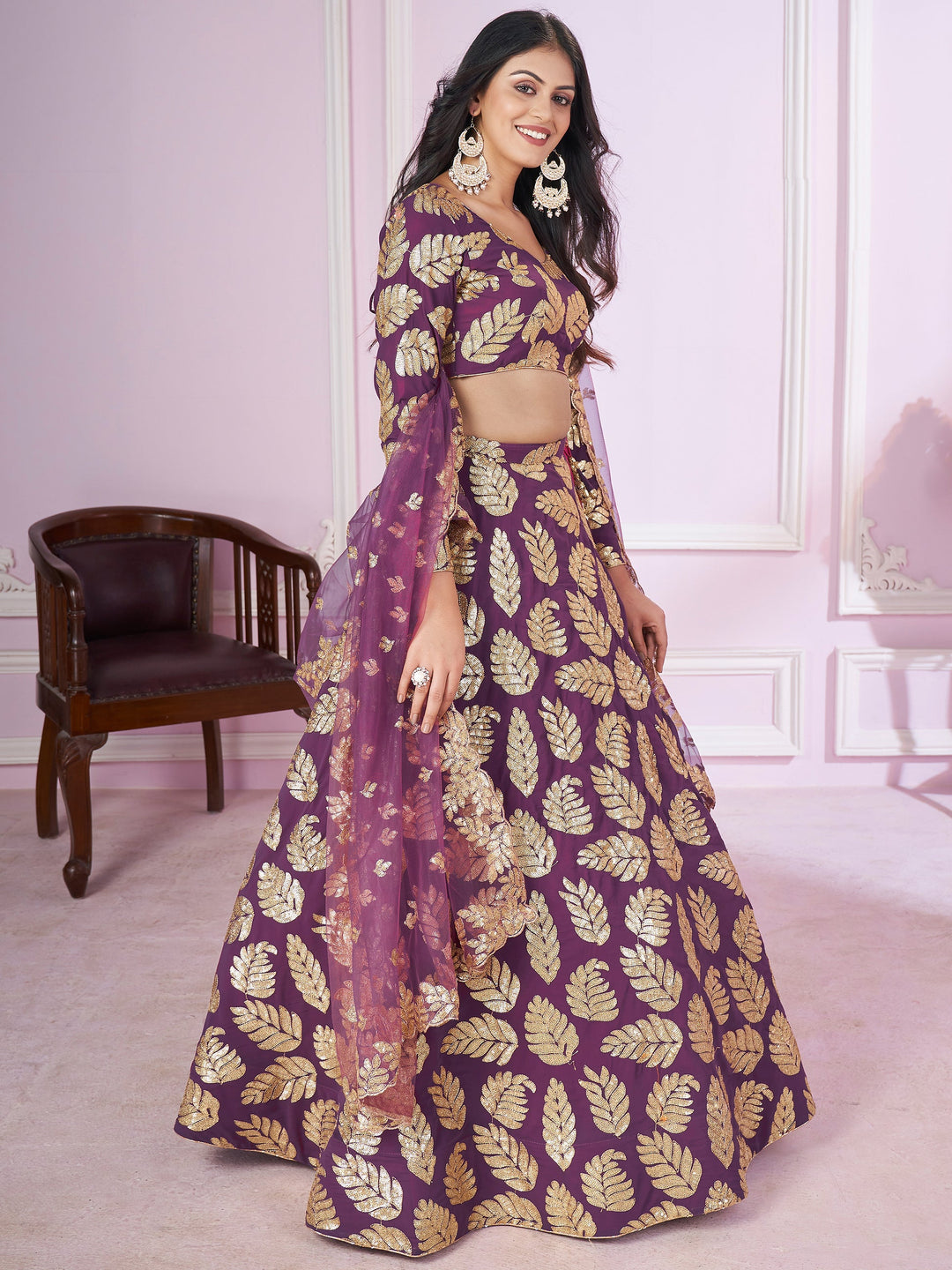 Sequins Georgette Wedding Lehenga Choli