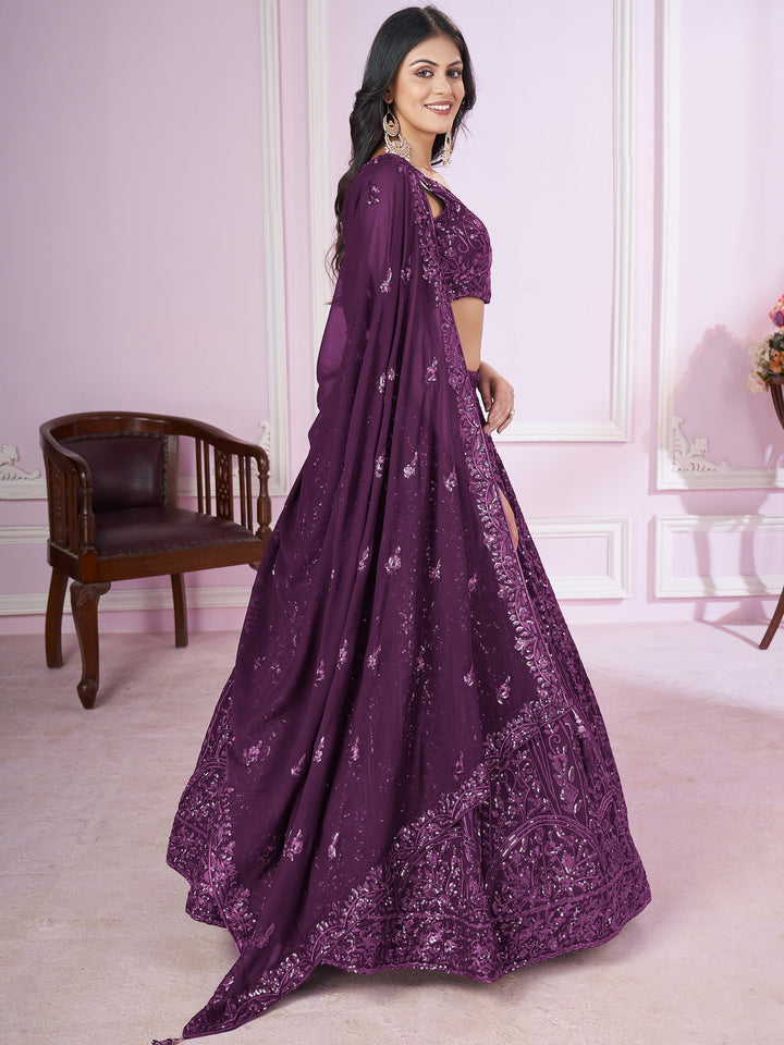 Sequins Georgette Wedding Lehenga Choli With Dupatta