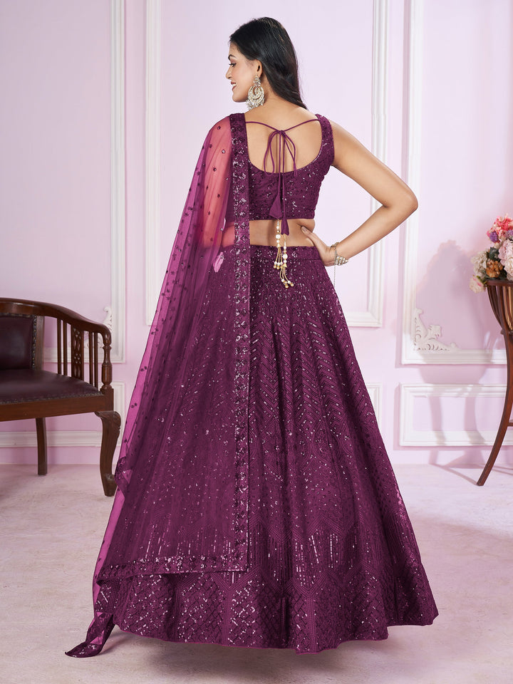 Sequins Net Designer Lehenga Choli With Dupatta