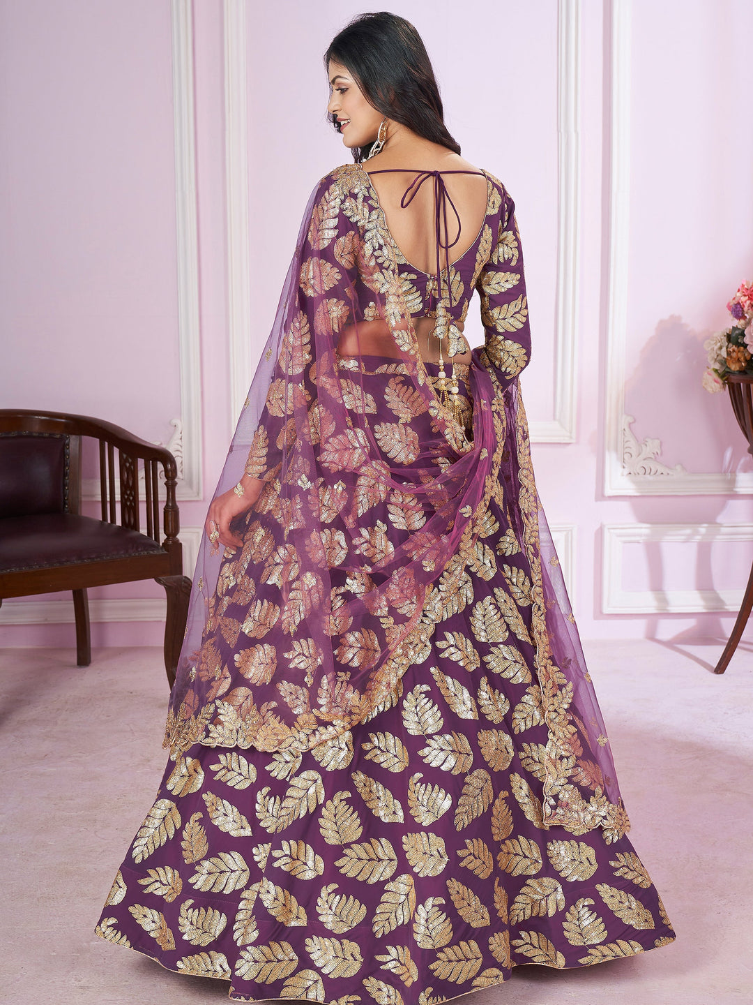 Sequins Georgette Wedding Lehenga Choli