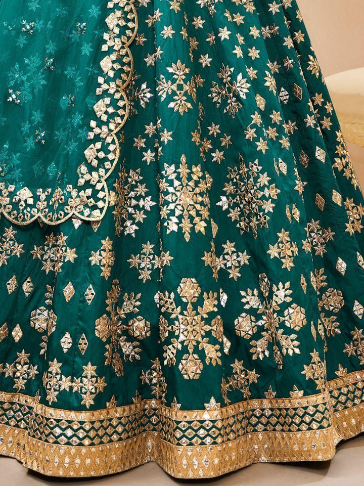 Dazzling Teal Green Embroidered Work Art Silk Bridesmaid Lehenga Choli