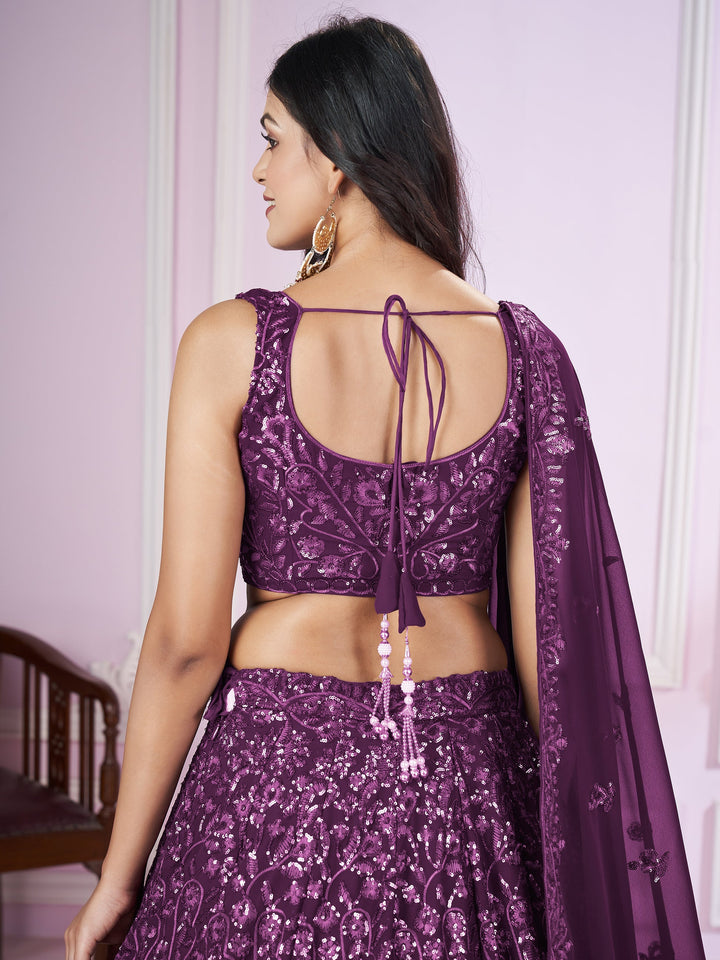 Sequins Georgette Wedding Lehenga Choli With Dupatta