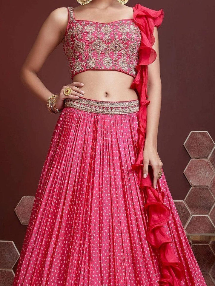 Pink Digital Printed Chinon Silk Designer Lehenga Choli