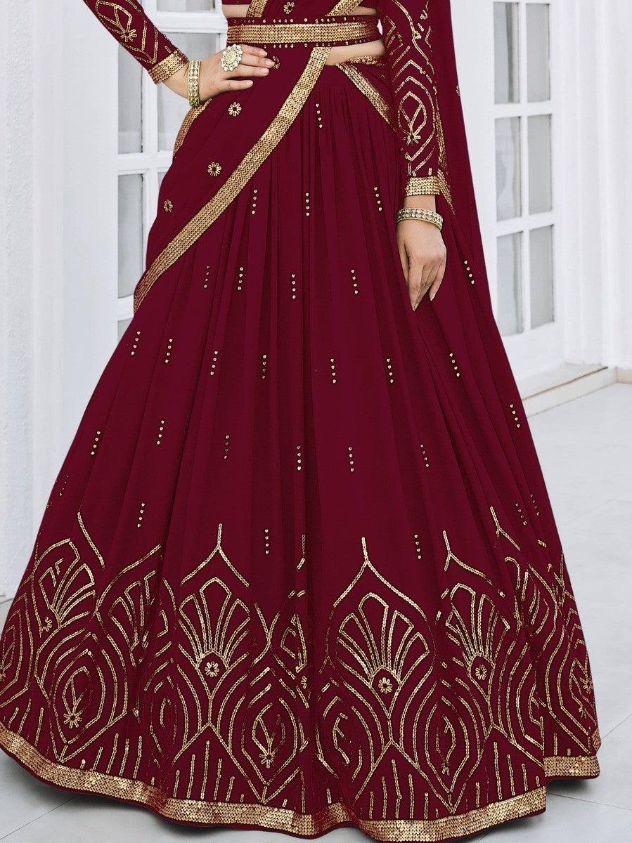 Sequins Georgette Wedding Wear Lehenga Choli