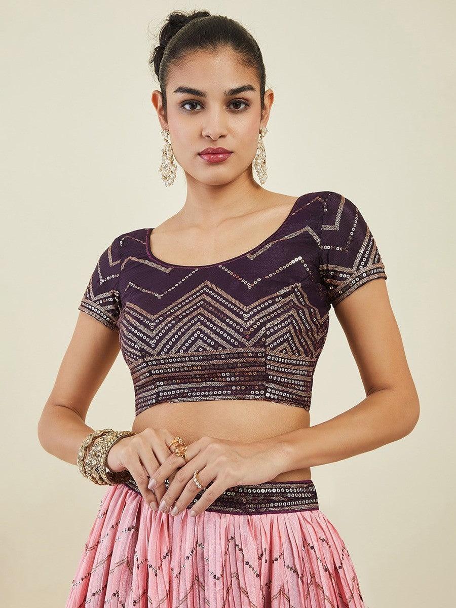 Captivating Purple Sequins Art Silk Events Wear Lehenga Choli