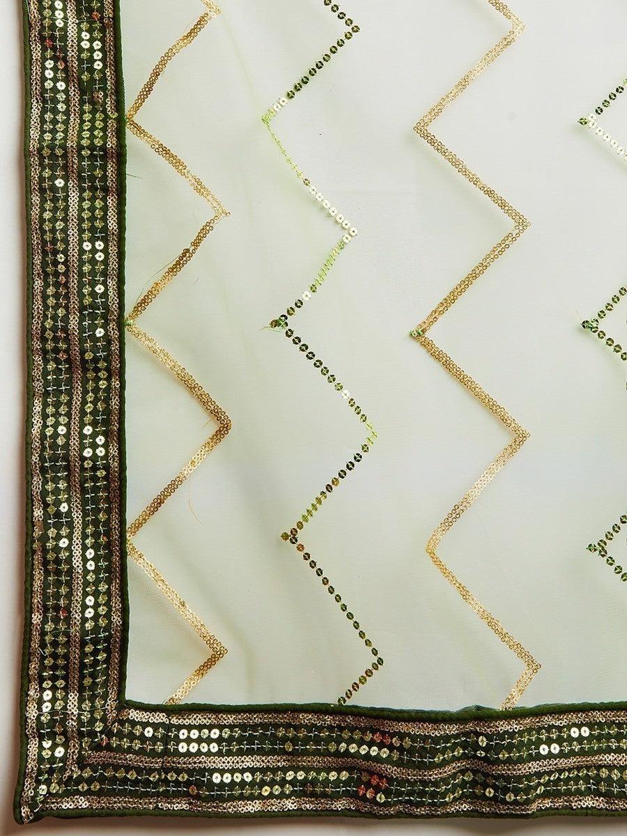 Green Sequins Art Silk Wedding Wear Lehenga Choli