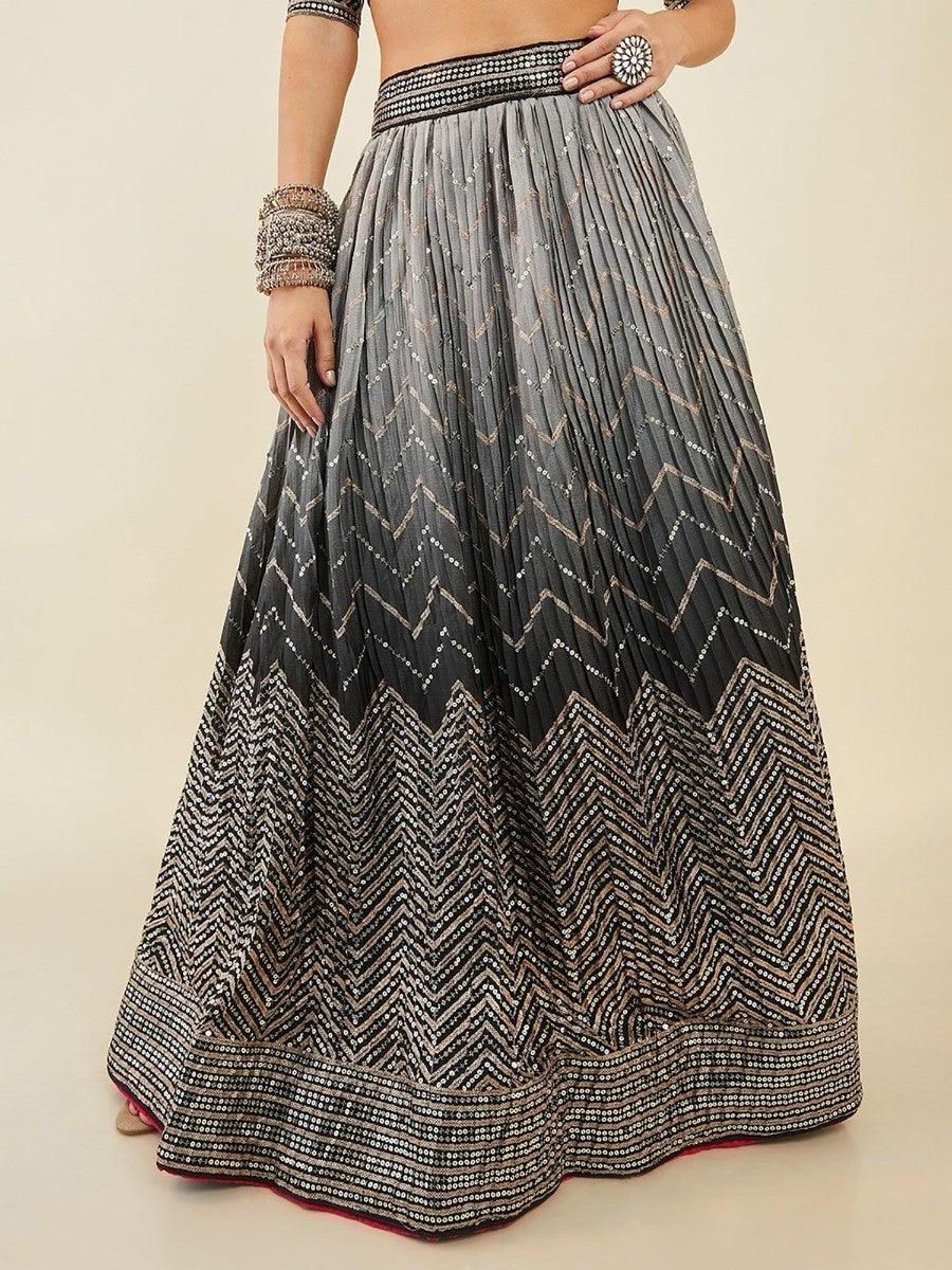 Black Sequins Art Silk Cocktail Party Wear Lehenga Choli