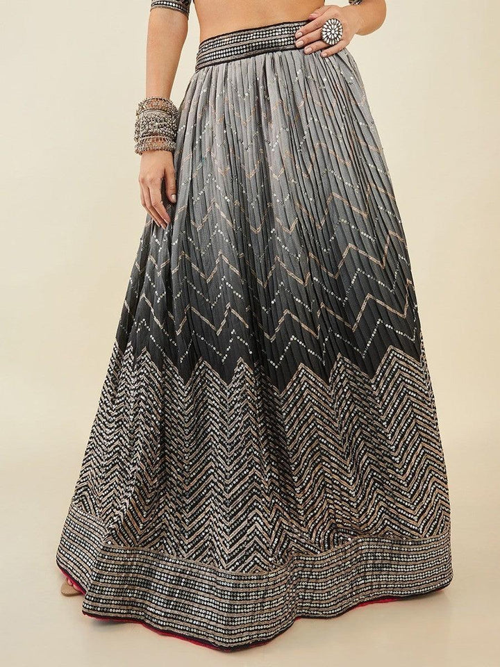 Black Sequins Art Silk Cocktail Party Wear Lehenga Choli
