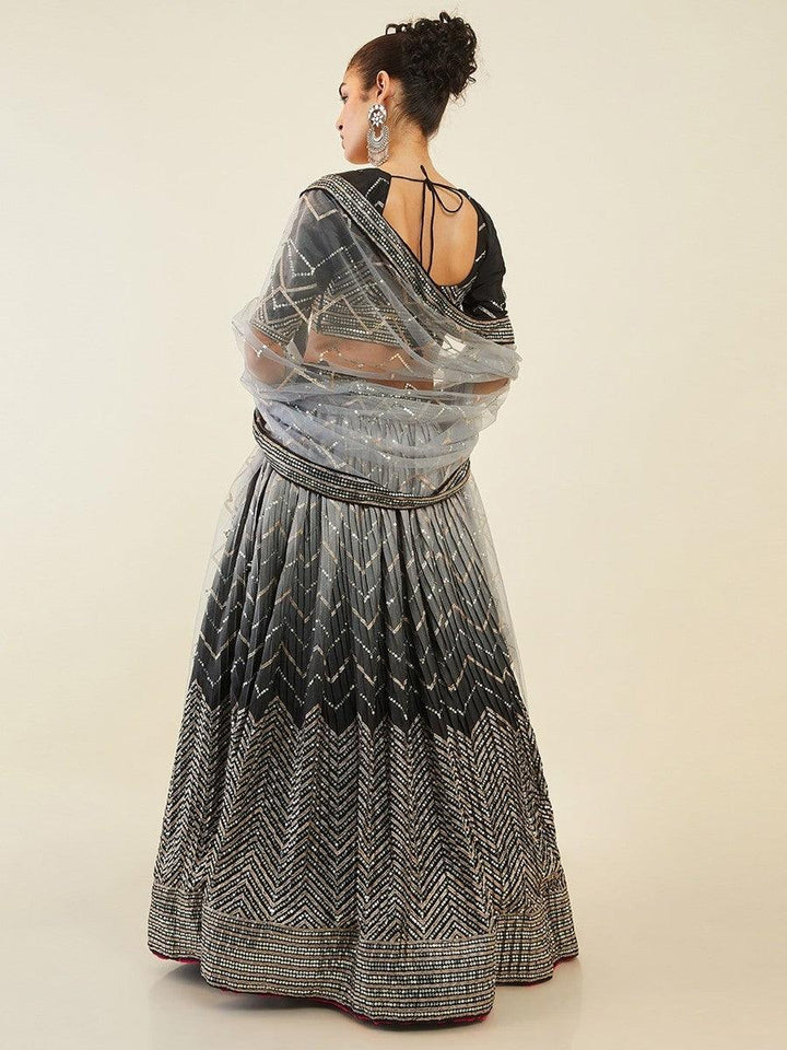 Black Sequins Art Silk Cocktail Party Wear Lehenga Choli
