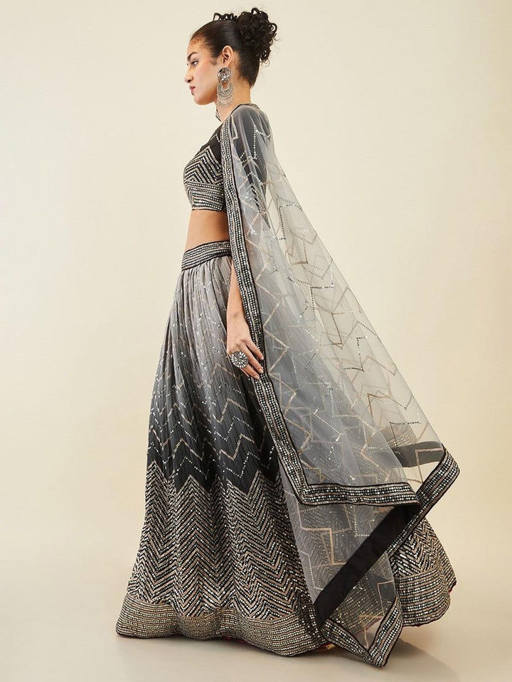 Black Sequins Art Silk Cocktail Party Wear Lehenga Choli