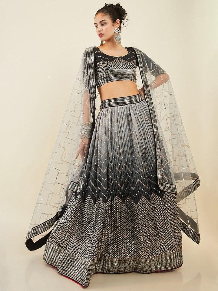 Black Sequins Art Silk Cocktail Party Wear Lehenga Choli