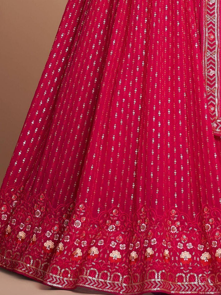 Rani Pink Embroidery Georgette Wedding Lehenga Choli