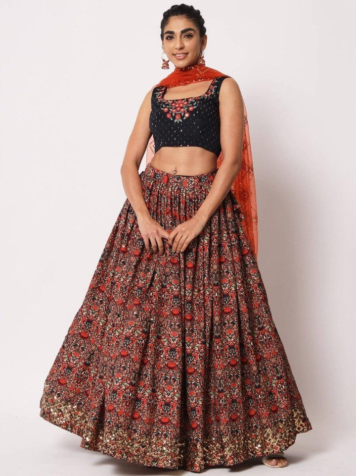 Multi-Color Digital Printed Art Silk Lehenga Choli