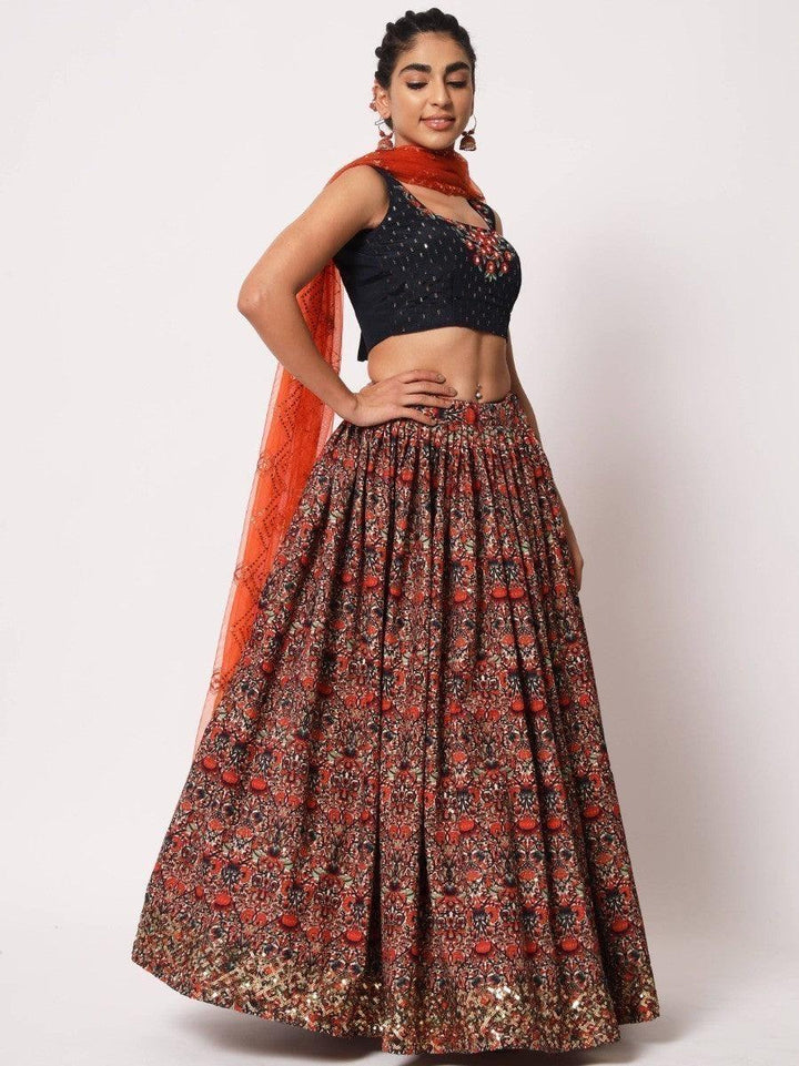 Multi-Color Digital Printed Art Silk Lehenga Choli