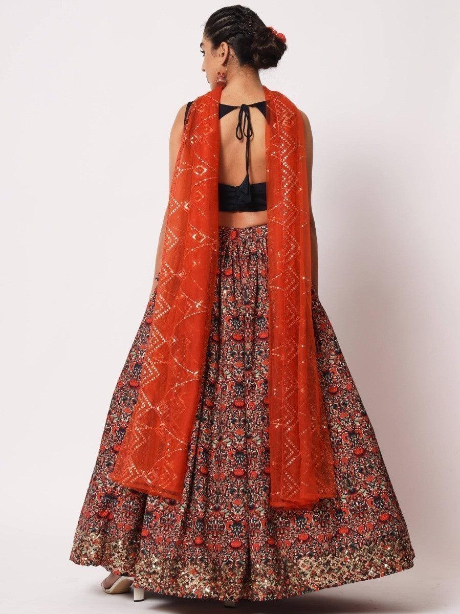 Multi-Color Digital Printed Art Silk Lehenga Choli