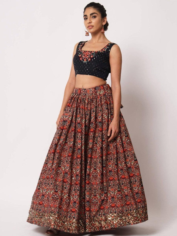 Multi-Color Digital Printed Art Silk Lehenga Choli