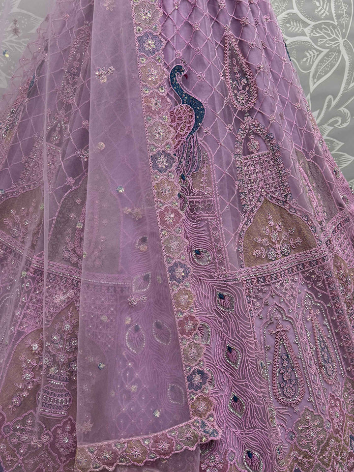 Purple Multi-Thread Work Net Designer Lehenga Choli
