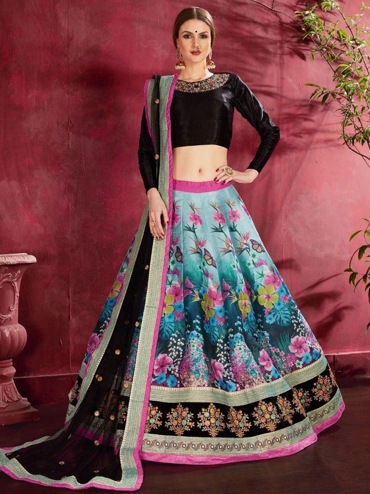 Floral Print Banglori Silk Wedding Wear Lehenga Choli