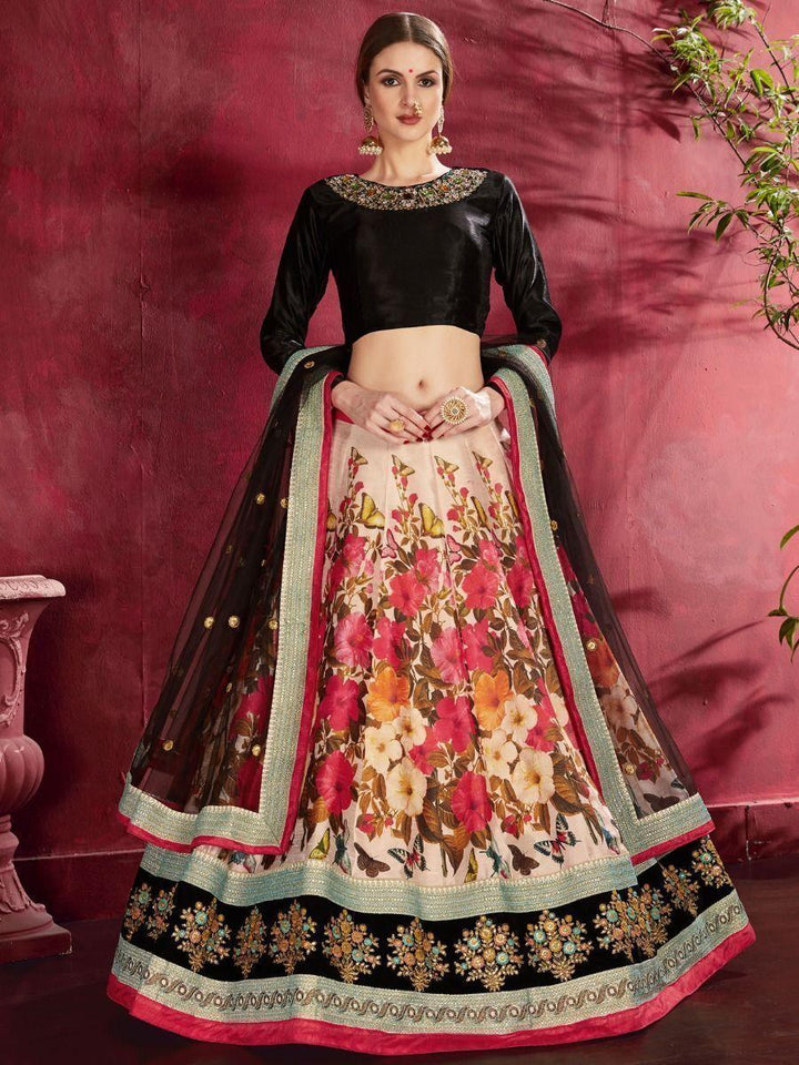 Floral Print Banglori Silk Reception Wear Lehenga Choli