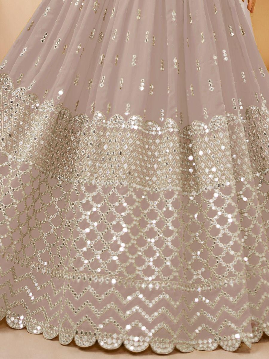 Fascinating Grey Sequins Georgette Reception Wear Lehenga Choli