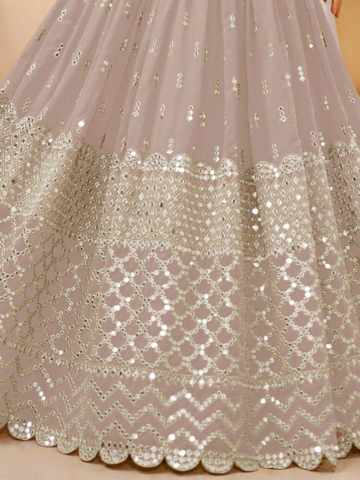 Fascinating Grey Sequins Georgette Reception Wear Lehenga Choli