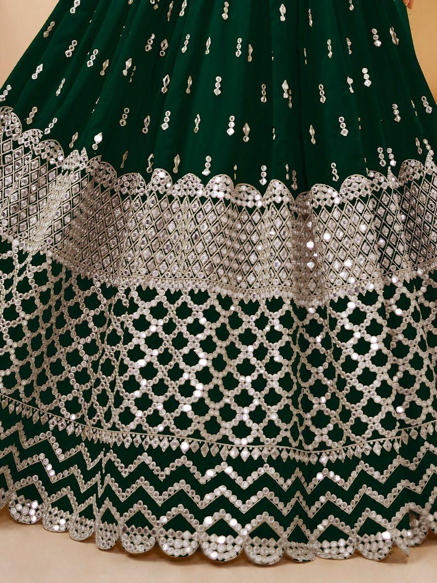 Green Sequins Georgette Mehendi Wear Lehenga Choli