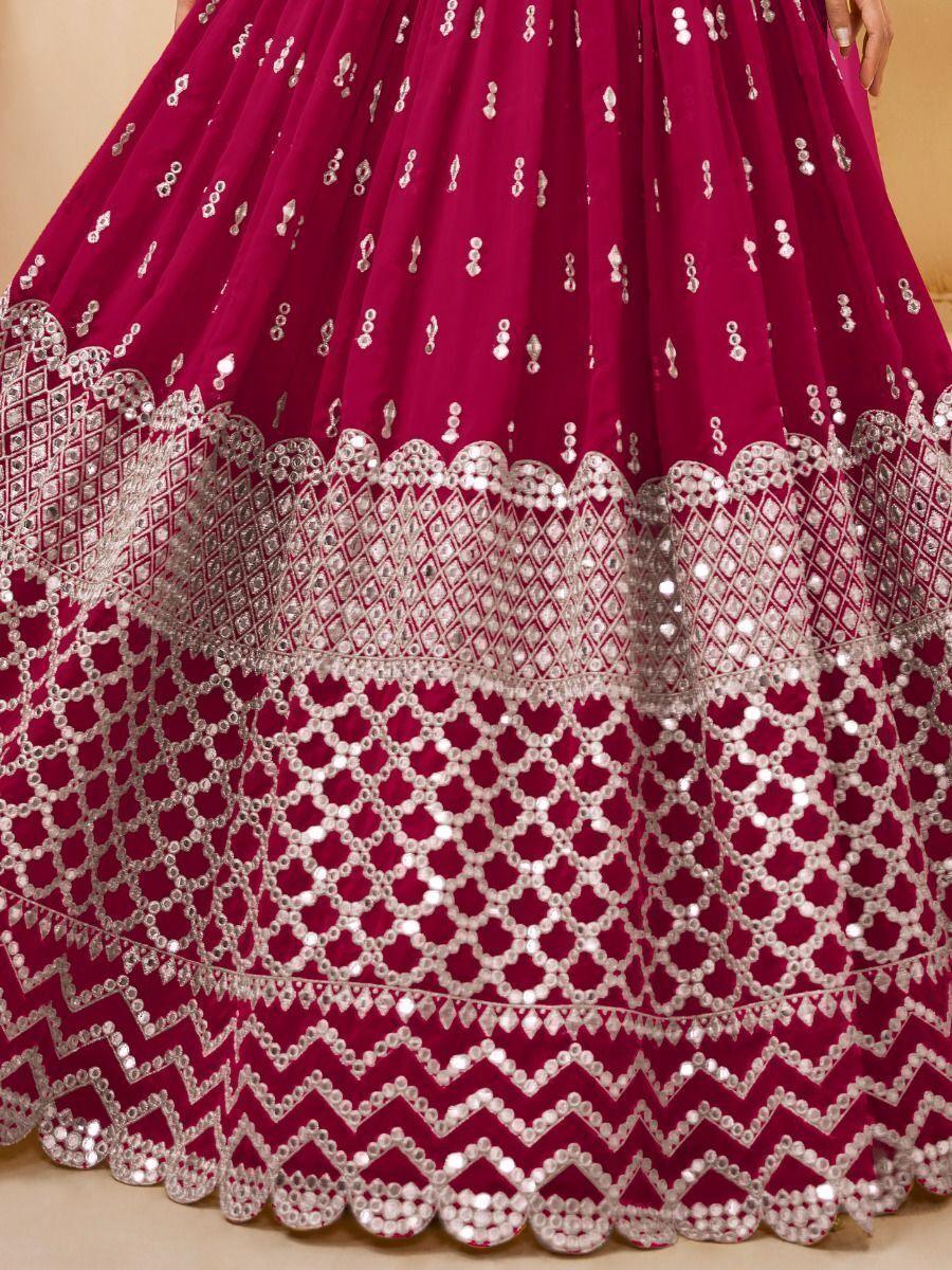 Hot Pink Sequins Georgette Wedding Wear Lehenga Choli