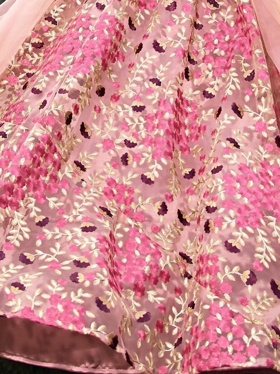 Pink Thread Embroidered Work Net Wedding Wear Lehenga Choli