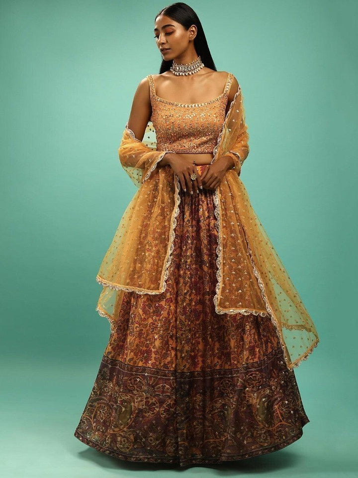 Yellow Chinon Digital Print Haldi Wear Lehenga Choli