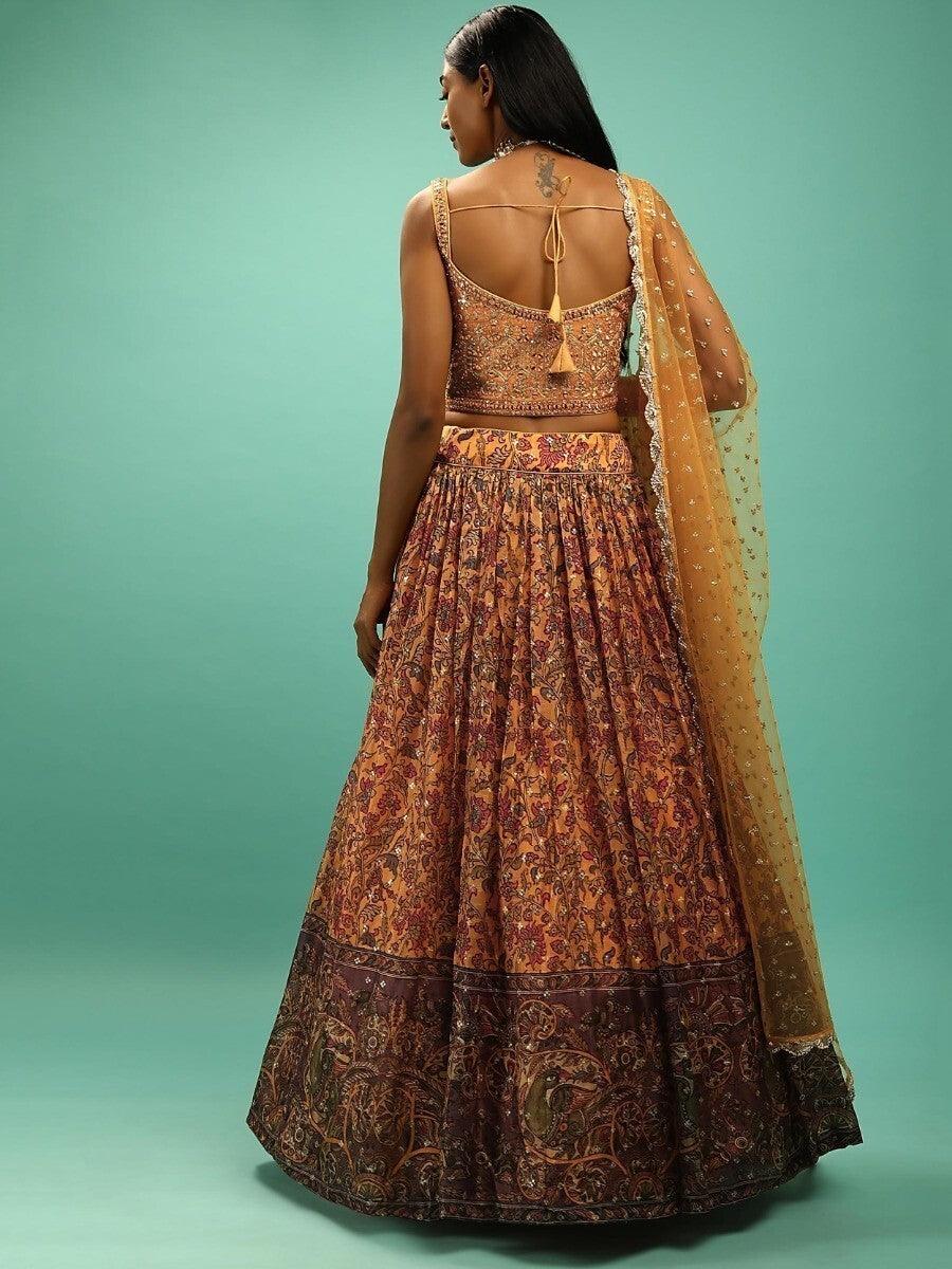 Yellow Chinon Digital Print Haldi Wear Lehenga Choli