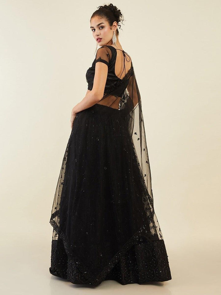Black Sequins Party Wear Lehenga Choli With Net Dupatta