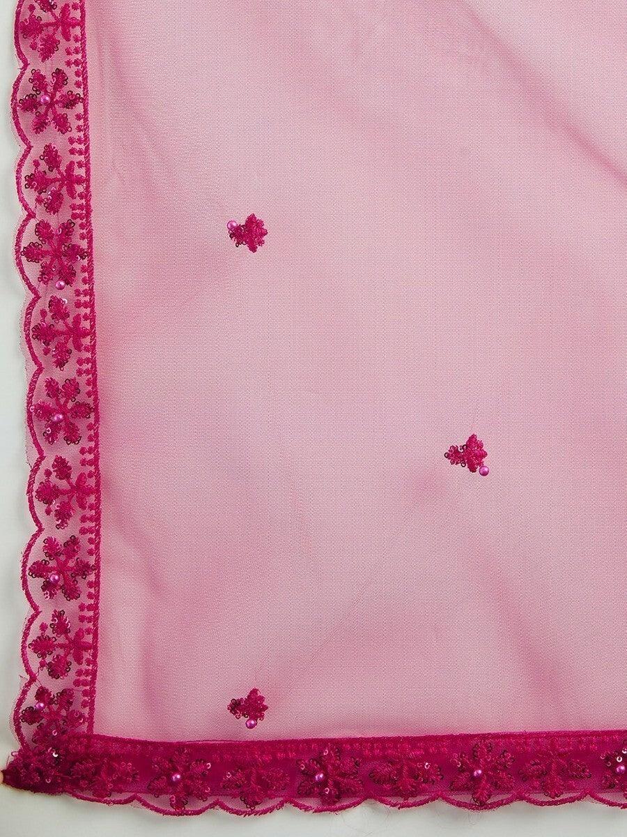 Pink Sequins Net Sangeet Wear Lehenga Choli With Dupatta