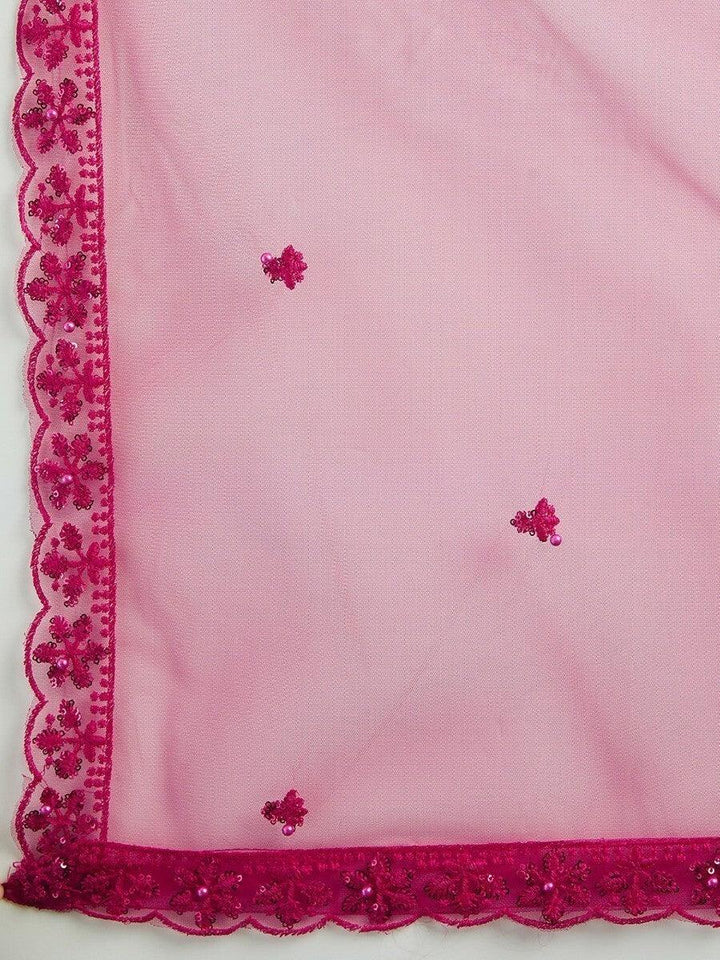 Pink Sequins Net Sangeet Wear Lehenga Choli With Dupatta