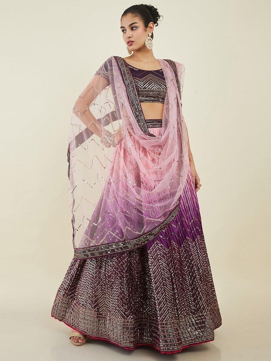 Purple Sequins Art Silk Events Wear Lehenga Choli