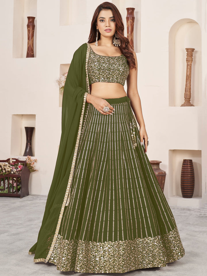 Sequins Georgette Mehendi Wear Lehenga Choli