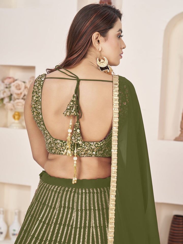 Sequins Georgette Mehendi Wear Lehenga Choli