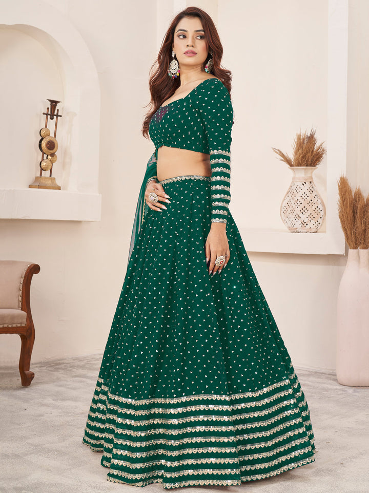 Sequins Georgette Lehenga Choli With Dupatta