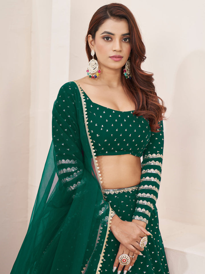 Sequins Georgette Lehenga Choli With Dupatta