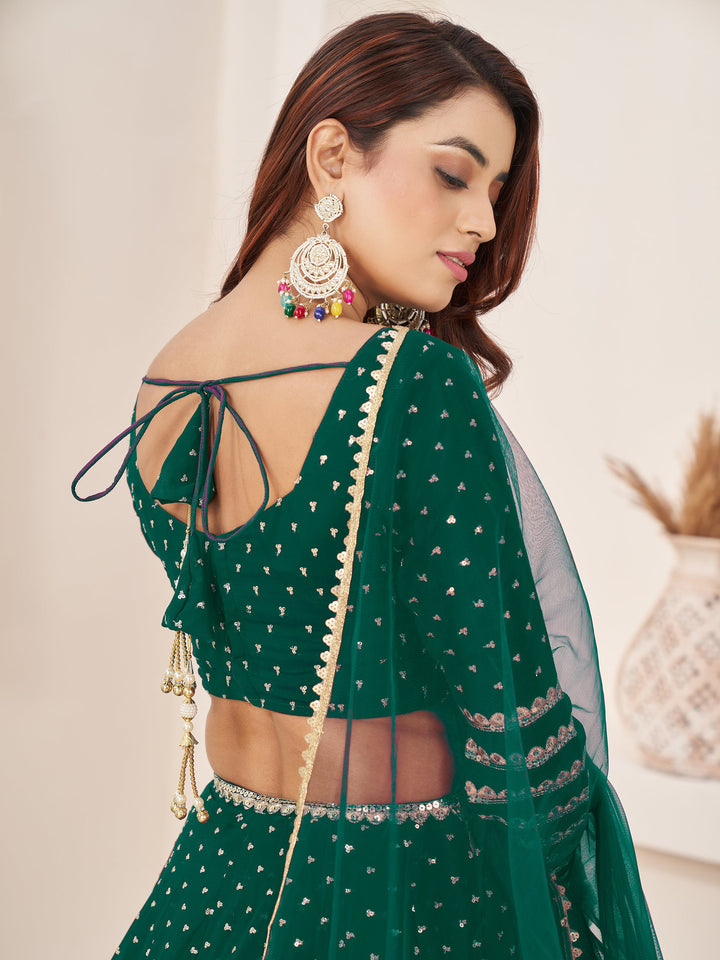 Sequins Georgette Lehenga Choli With Dupatta