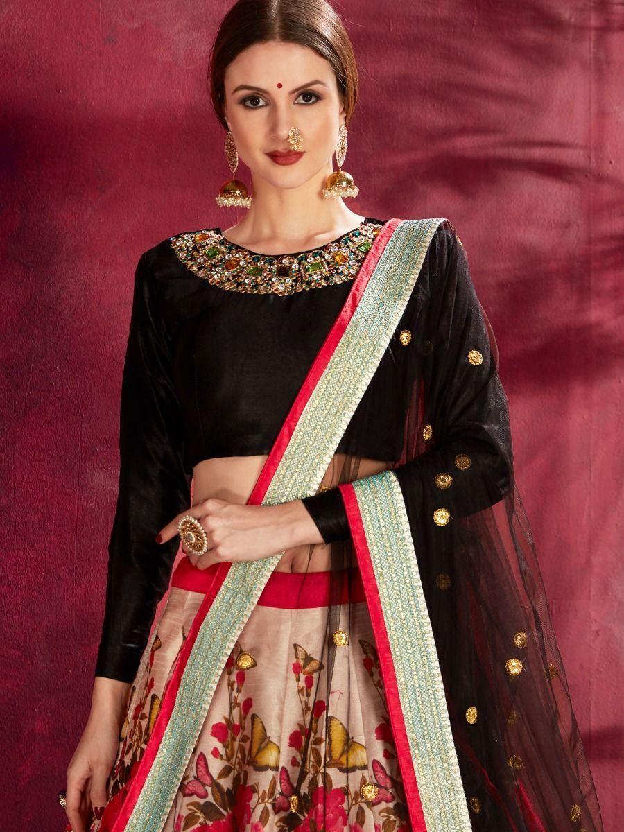 Floral Print Banglori Silk Reception Wear Lehenga Choli
