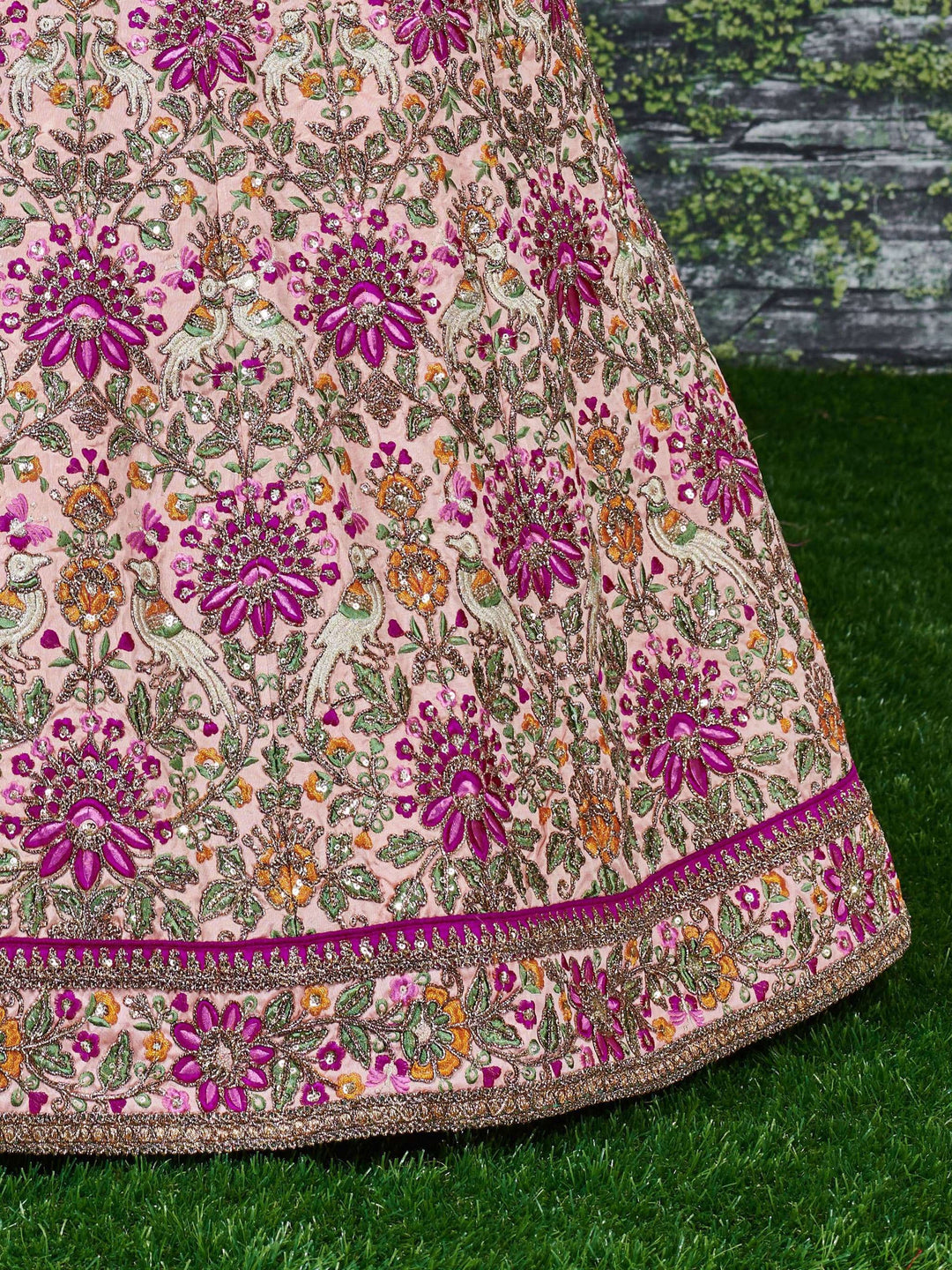 Peach Embroidered Silk Bridal Lehenga Choli With Dupatta