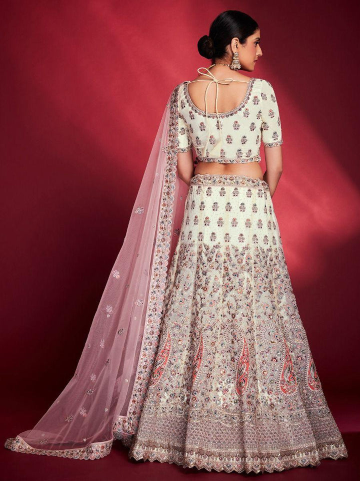 Stunning White Sequins Soft Silk Wedding Wear Lehenga Choli