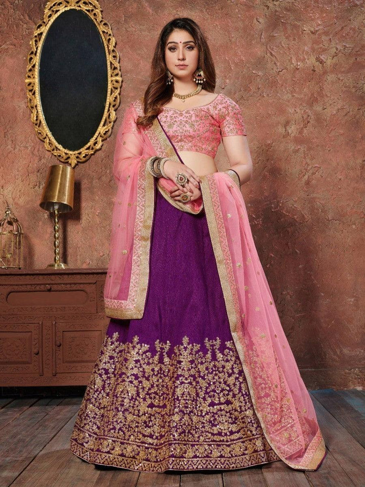 Sequins Embroidered Silk Wedding Wear Lehenga Choli