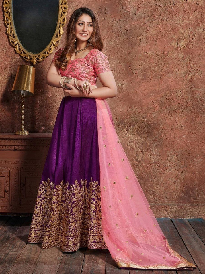 Sequins Embroidered Silk Wedding Wear Lehenga Choli