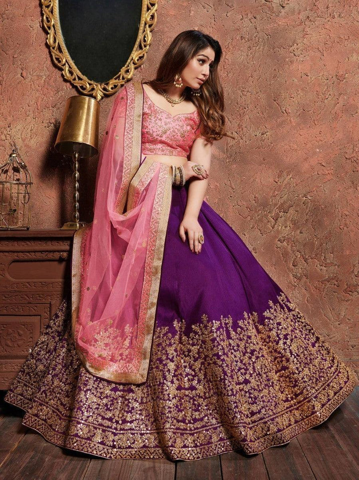 Sequins Embroidered Silk Wedding Wear Lehenga Choli