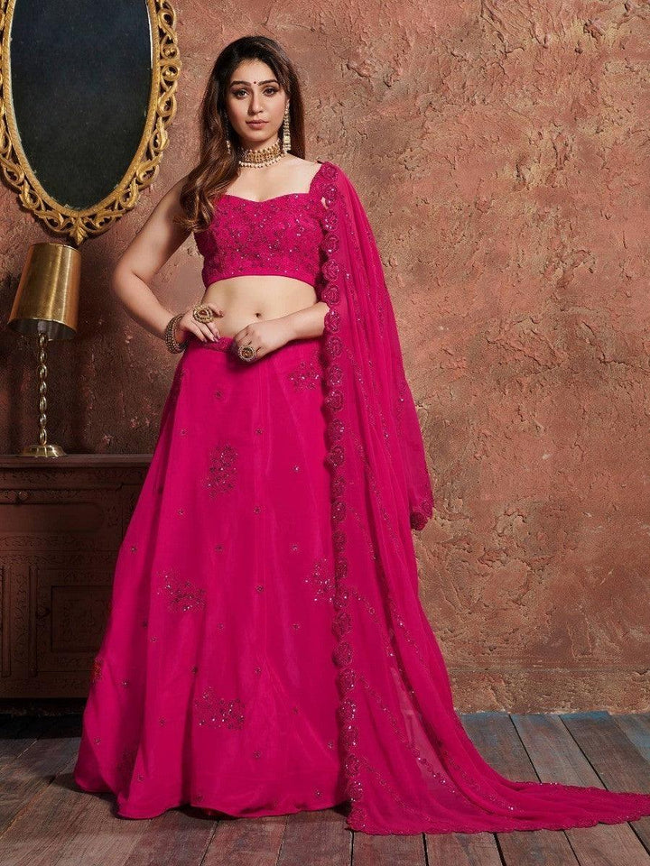 Sequins Work Georgette Wedding Wear Lehenga Choli