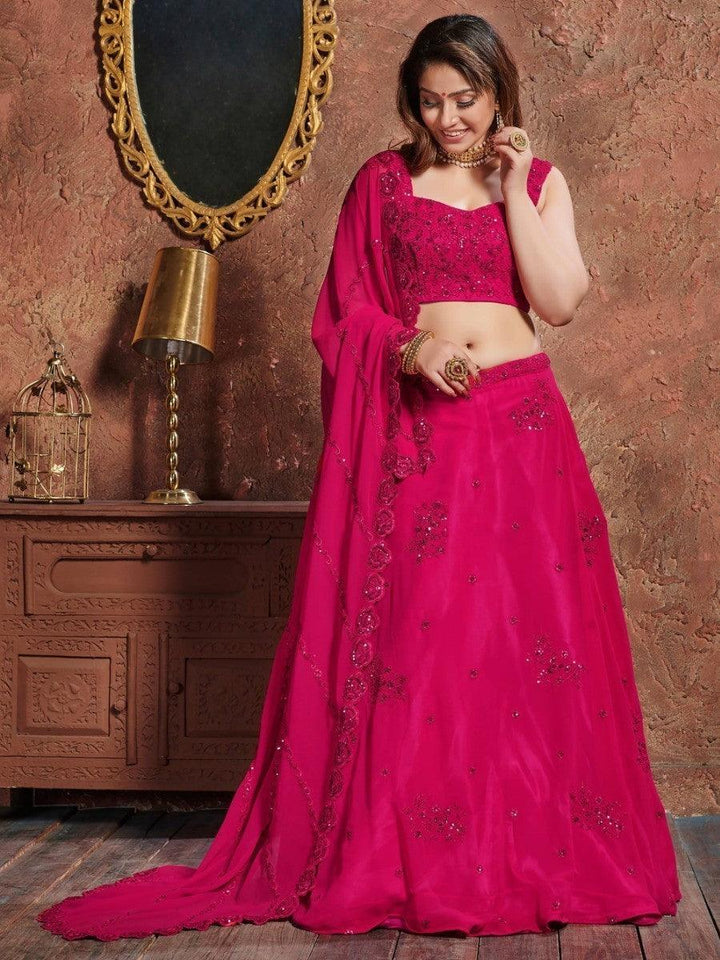 Sequins Work Georgette Wedding Wear Lehenga Choli