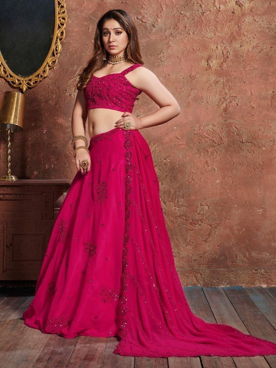 Sequins Work Georgette Wedding Wear Lehenga Choli